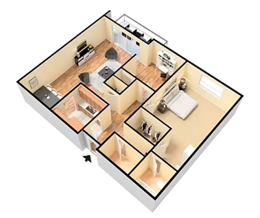 San Pasqual Apartments l 1x1 Floor Plan One Bedroom Floor Plan San Pasqual Apartments l Pasadena Ca